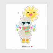 Coole Lama en Lachende Kawaii Zon Sticker (Vel)