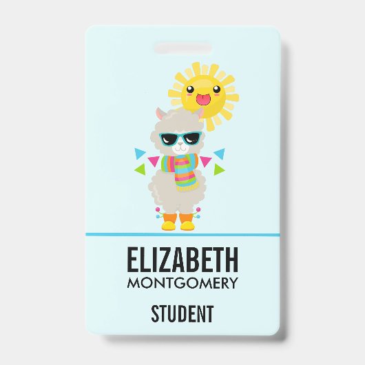 Coole Lama en Zonnige Kawaii Zon Badge (Voorzijde)