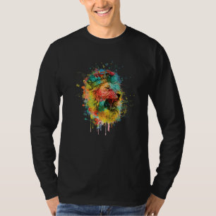 Coole Leeuwenkop met Helder Kleurrijk 6 T-shirt