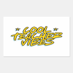 COOLE LERAAR VIBES LERAREN DAG KAART RECHTHOEKIGE STICKER