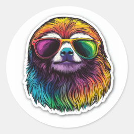 COOLE LGBTQ+ LUIAARD MET EEN ZONNEBRIL RONDE STICKER
