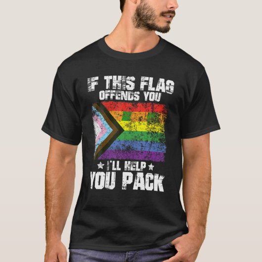 Coole LGBTQ Pride Als deze vlag je beledigt, help  T-shirt (Voorkant)