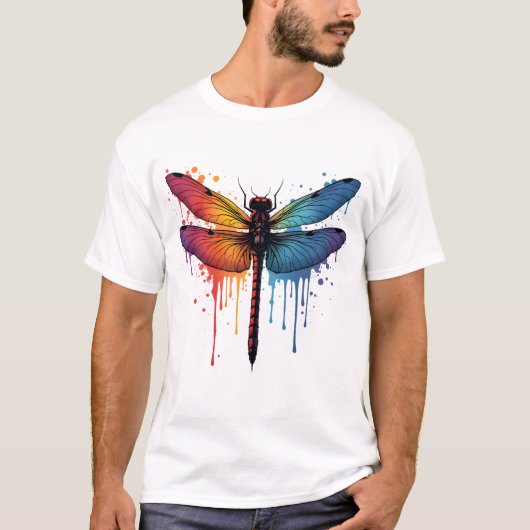 Coole Libel op kleurrijk geschilderde Libel T-shirt (Voorkant)