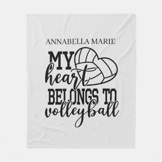 coole liefde volleybal hart voeg naam toe fleece deken (Voorkant)