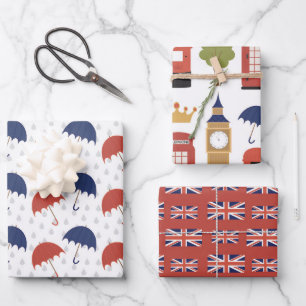 coole Londense patroonpagina's met papierpakjes Inpakpapier Vel