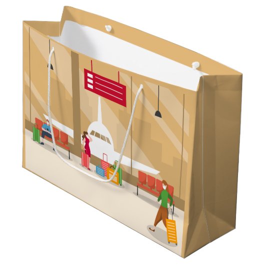 coole luchthaven op reis partij Large Gift Bag Groot Cadeauzakje (Voorkant Gekanteld)