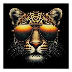Coole luipaard die een zonnebril draagt Stijlvolle Perfect Poster