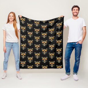 Coole Luipaard Draagt Zonnebril Stijlvolle Luipaar Fleece Deken