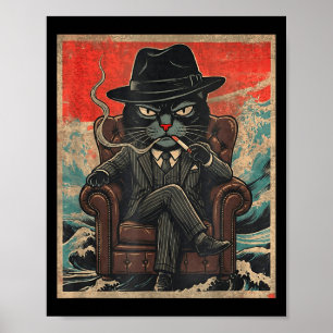 Coole Maffia Kat Grappige De Katfather Rokt Vintag Poster