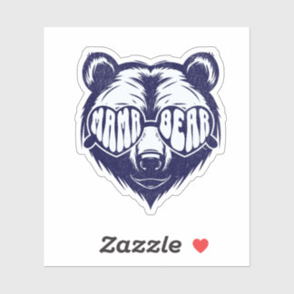 Coole Mama Beer met Zonnebril Navy Blauwe Dier Sticker