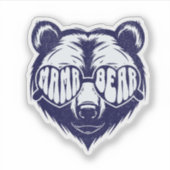 Coole Mama Beer met Zonnebril Navy Blauwe Dier Sticker (Voorkant)