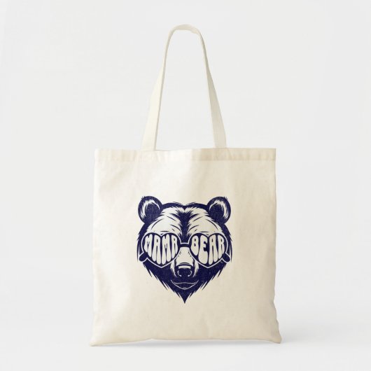 Coole Mama Beer met Zonnebril Navy Blauwe Dier Tote Bag (Voorkant)