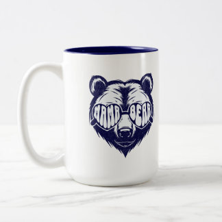 Coole Mama Beer met Zonnebril Navy Blauwe Dier Tweekleurige Koffiemok