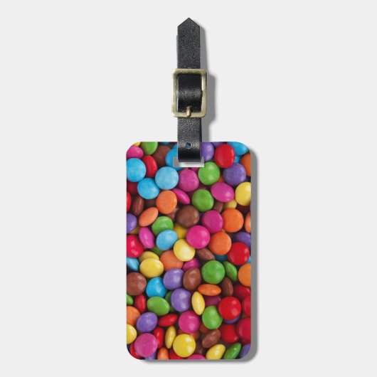 coole meerkleurige chocoladeknoppen bagagelabel (Voorkant verticaal)