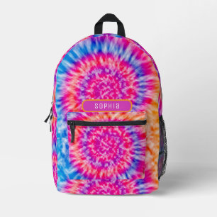 Coole Meisjesachtige Heet Roze Blauwe Oranje Tie D Bedrukte Rugzak