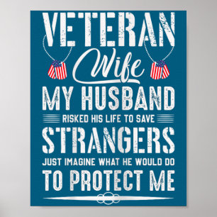 Coole militaire veteran vrouw leger echtgenoot poster