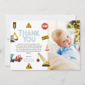 Coole moderne bouw kids verjaardagsfoto bedankkaart (Voorkant)