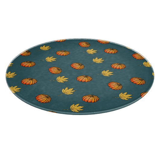 coole , moderne gele pompoenpatroon houdt van woor snijplank (Hoek)