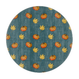 coole , moderne gele pompoenpatroon houdt van woor snijplank