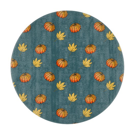 coole , moderne gele pompoenpatroon houdt van woor snijplank (Voorkant)