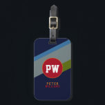 coole moderne gestreepte monogram - naamidentifica bagagelabel<br><div class="desc">Een cool en modern design om uw bagage op het vliegveld te onderscheiden</div>