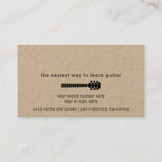 Coole moderne gitaar leraar visitekaartje (Achterkant)