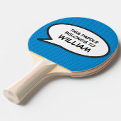 Coole moderne grappige gepersonaliseerde spraakbal tafeltennisbatje (Voorkant Gekanteld)