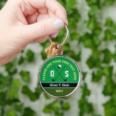 coole moderne groene golfer-naam sleutelhanger (Hand)