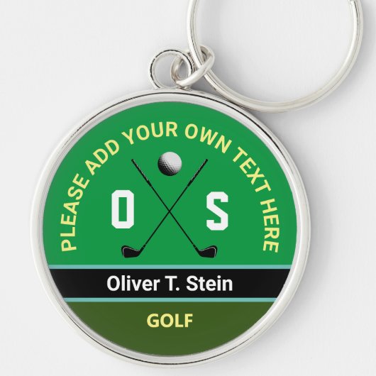 coole moderne groene golfer-naam sleutelhanger (Voorkant)