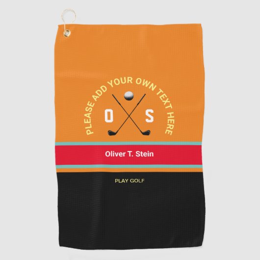 coole moderne kleuren Golf Handdoek met golfer naa (Voorkant)