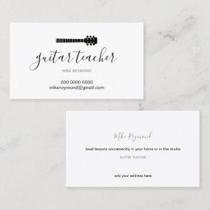 coole moderne muziekleraar . gitaarlessen visitekaartje