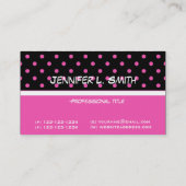 coole , moderne , roze poladots zwarte profielkaar visitekaartje (Achterkant)