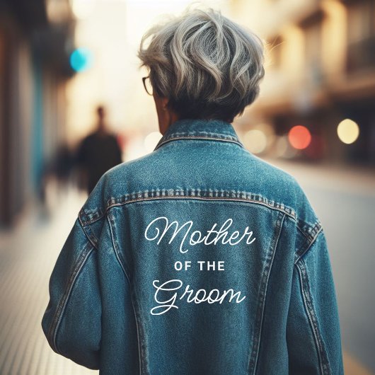Coole moeder van de bruidegom denim jacket