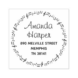 Coole muzieknoten muzikant rond retouradres rubberstempel