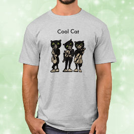 Coole muzikant Zwart vintage katten T-shirt