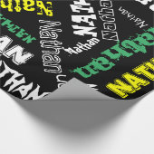Coole naamcollage moderne typografie op maat cadeaupapier (Hoek)