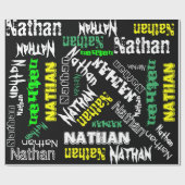 Coole naamcollage moderne typografie op maat cadeaupapier (Vlak)