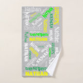 Coole naamcollage moderne typografie op maat in gr bad handdoek (Handdoek)