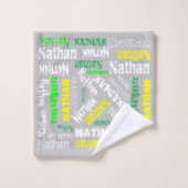 Coole naamcollage moderne typografie op maat in gr bad handdoek (Wasdoekje)