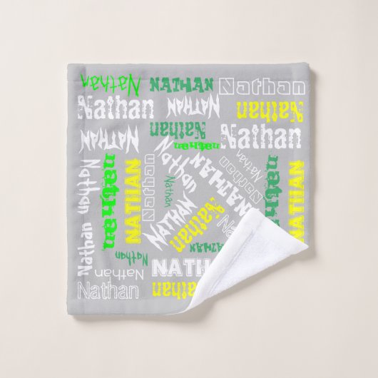 Coole naamcollage moderne typografie op maat in gr bad handdoek (Wasdoekje)