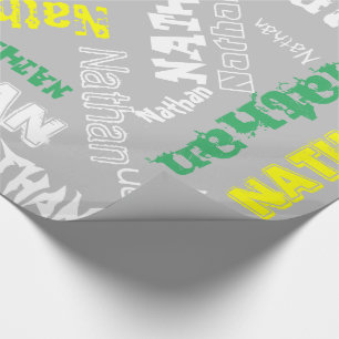 Coole naamcollage moderne typografie op maat in gr cadeaupapier