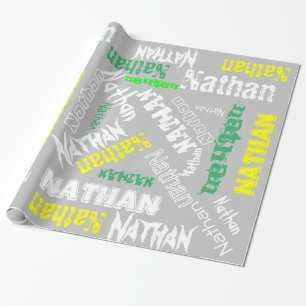 Coole naamcollage moderne typografie op maat in gr cadeaupapier