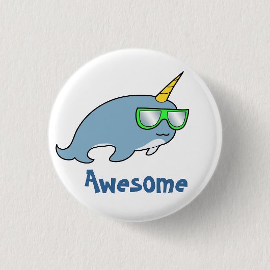 , coole Narwhal in schaduwen Ronde Button 3,2 Cm (Voorkant)