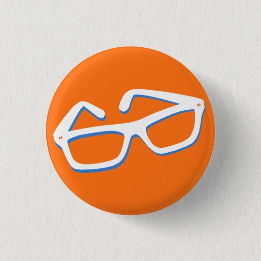 Coole Nerd Bril Ronde Button 3,2 Cm (Voorkant)
