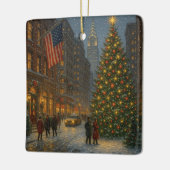 coole new york kerststraten keramisch ornament (Links)