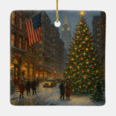 coole new york kerststraten keramisch ornament (Achterkant)