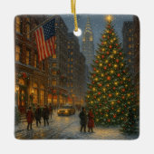 coole new york kerststraten keramisch ornament (Voorkant)