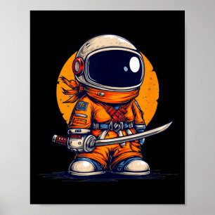 Coole ninja in astronaut ruimtepak kostuum poster