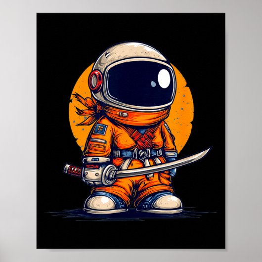 Coole ninja in astronaut ruimtepak kostuum  poster (Voorkant)