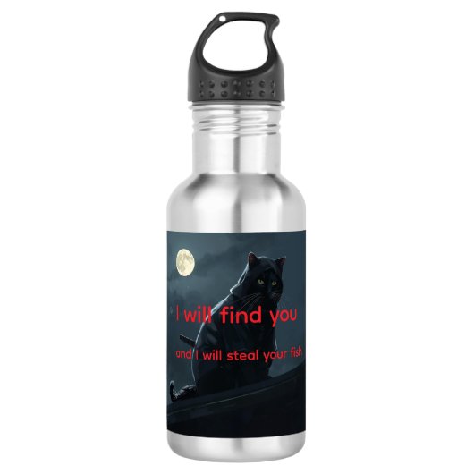 Coole Ninja Kat Aesthetiek en grappige stealth kat Waterfles (Voorkant)